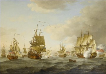 海戦 Painting - スピットヘッド海戦から出航するジョン・クリーブリー長老ビング提督の艦隊